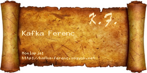 Kafka Ferenc névjegykártya