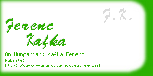 ferenc kafka business card